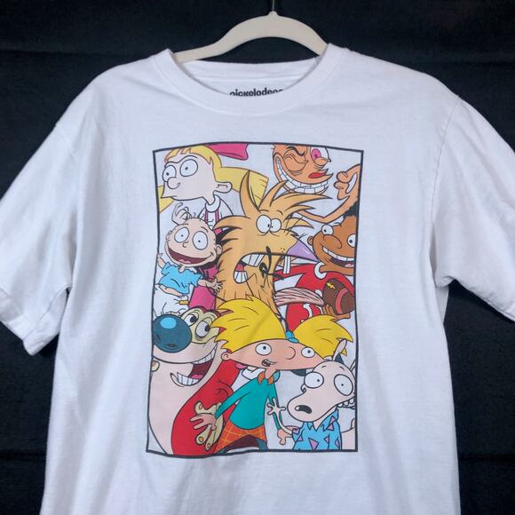 Nickelodeon Toons Group Photo T-shirt Graphic Tee Short Sleeve Cotton Medium - Picture 1 of 11